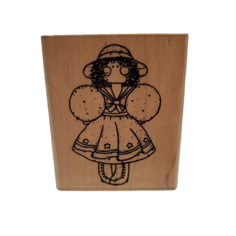 D.O.T.S Rubber Stamp CC09‎ Miss September Vintage Retired Large Wood Mounted